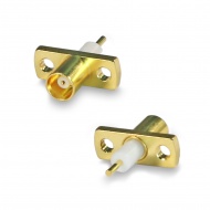MCX(female)  connector, 2 hole flange panel mount, diam. 2,0 mm, hole spasing 9,0 mm