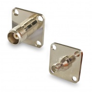 SMA(female)-TNC(female) 4 hole flange panel mount adapter, diam. 3,8 mm 18,5x18,5 mm