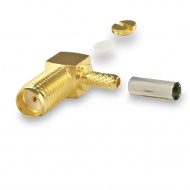 SMA(female) right angle connector, crimp attachment, for cable RG174, RG316