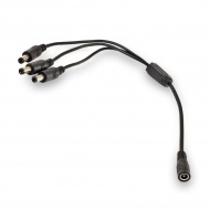 Power supply splitter cable from 5.5x2.1 mm socket to 3 5.5x2.1 mm plugs. Length 30 cm