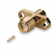 SMA(female) connector, 2 hole flange panel mount, for soldering on cable RG402 (0.141")