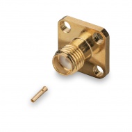 SMA(female) connector for case, 4 hole flange panel mount, for soldering on cable RG402 (0.141")