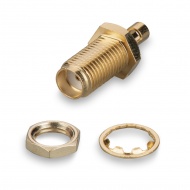SMA(female) connector for case, with nut, for soldering on cable RG405 (0.086")