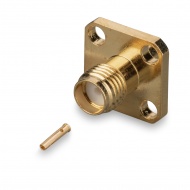 SMA(female) connector for case, 4 hole flange panel mount, for soldering on cable RG405 (0.086")