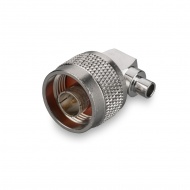 N(male) connector, angled, for soldering on cable RG402 (0.141")