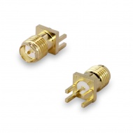 RP-SMA(female)  connector, solder attachment, for PCB thickness 1,5 mm, 4 pins 6,0x3,6 mm